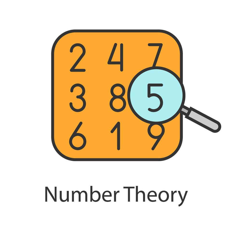 icona del colore della teoria dei numeri. aritmetica. numero di apprendimento e conteggio. illustrazione vettoriale isolata