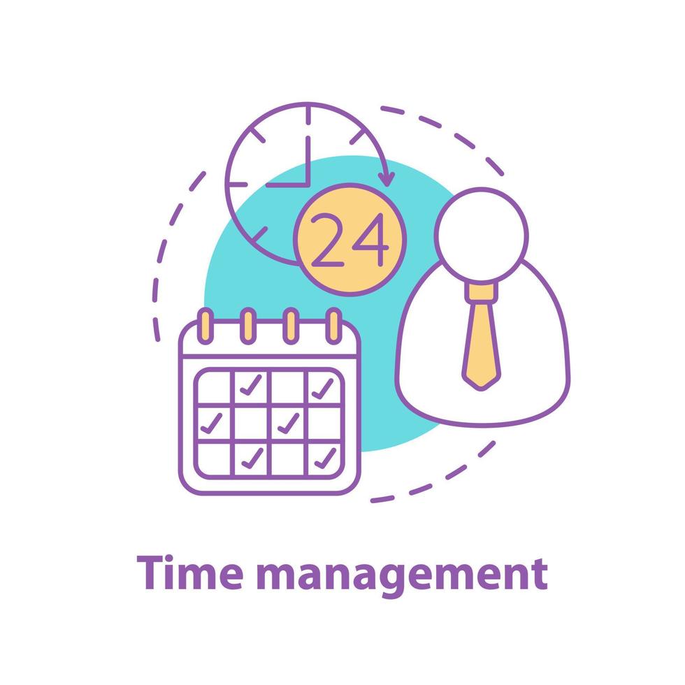 icona del concetto di gestione del tempo. illustrazione della linea sottile dell'idea dell'orario di lavoro. orario. calendario e pianificazione aziendale. disegno di contorno isolato vettoriale
