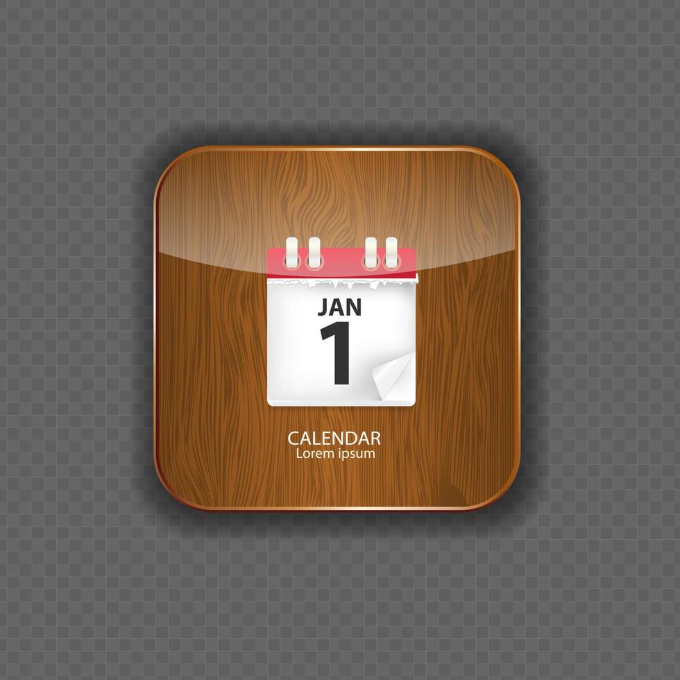 illustrazione di vettore delle icone dell'applicazione di legno del calendario