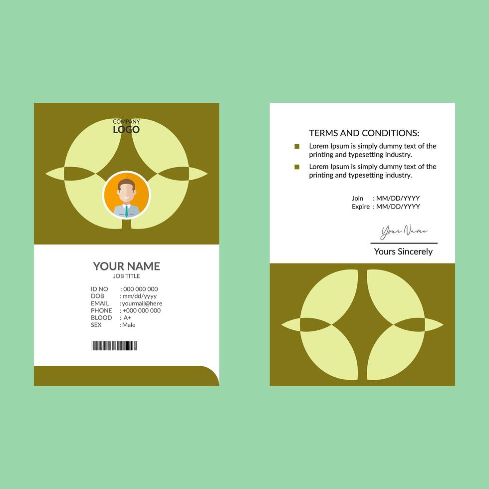 carta d'identità di forma astratta verde lime vettore