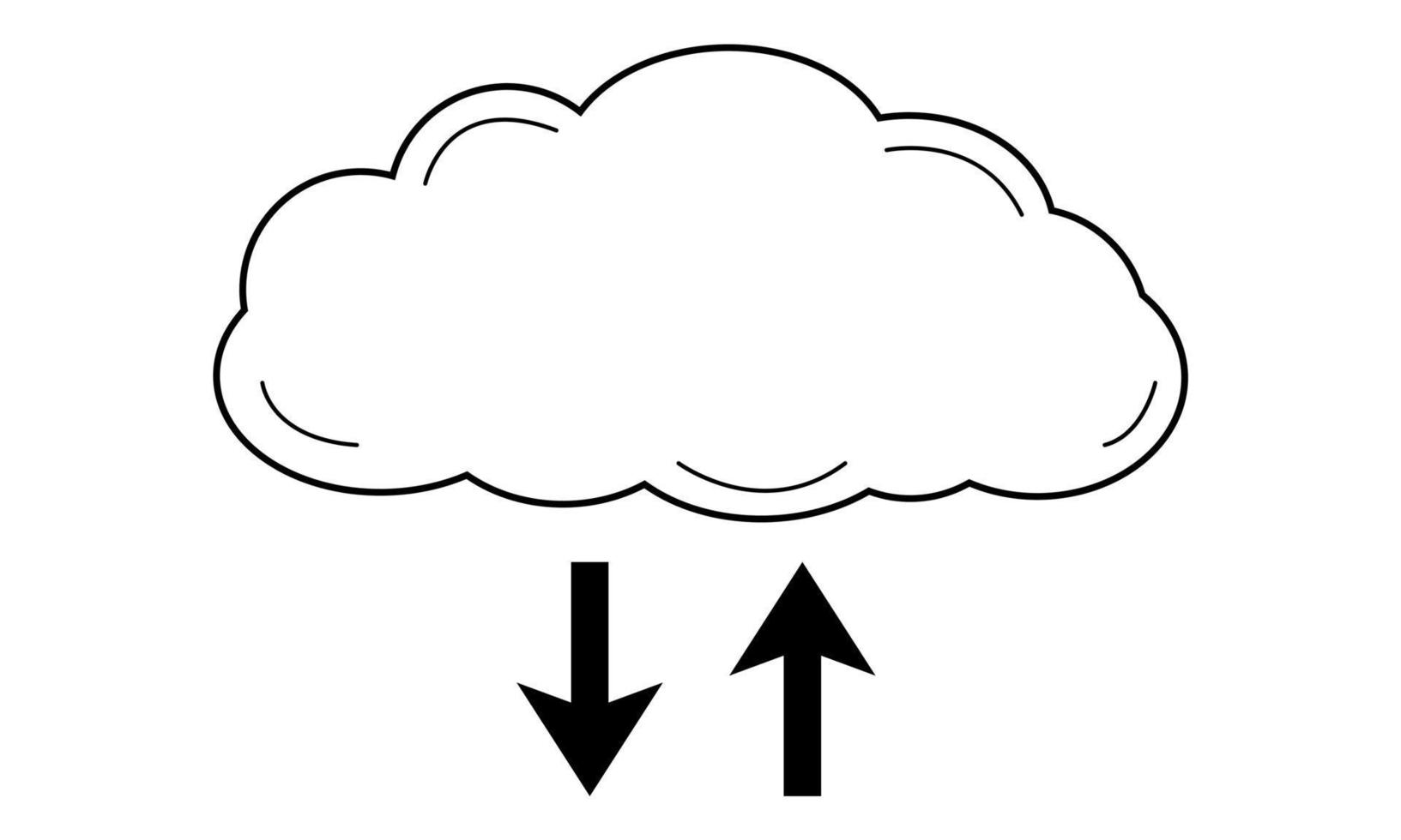 immagine astratta disegnata a mano di un archivio di file cloud. server per la memorizzazione e la trasmissione dei dati. stile scarabocchio. schizzo. illustrazione vettoriale