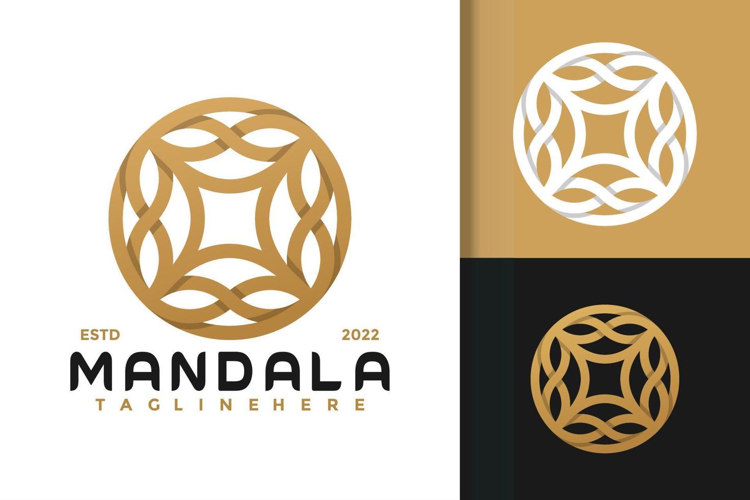 elegante fiore mandala cosmetico logo design modello vettoriale