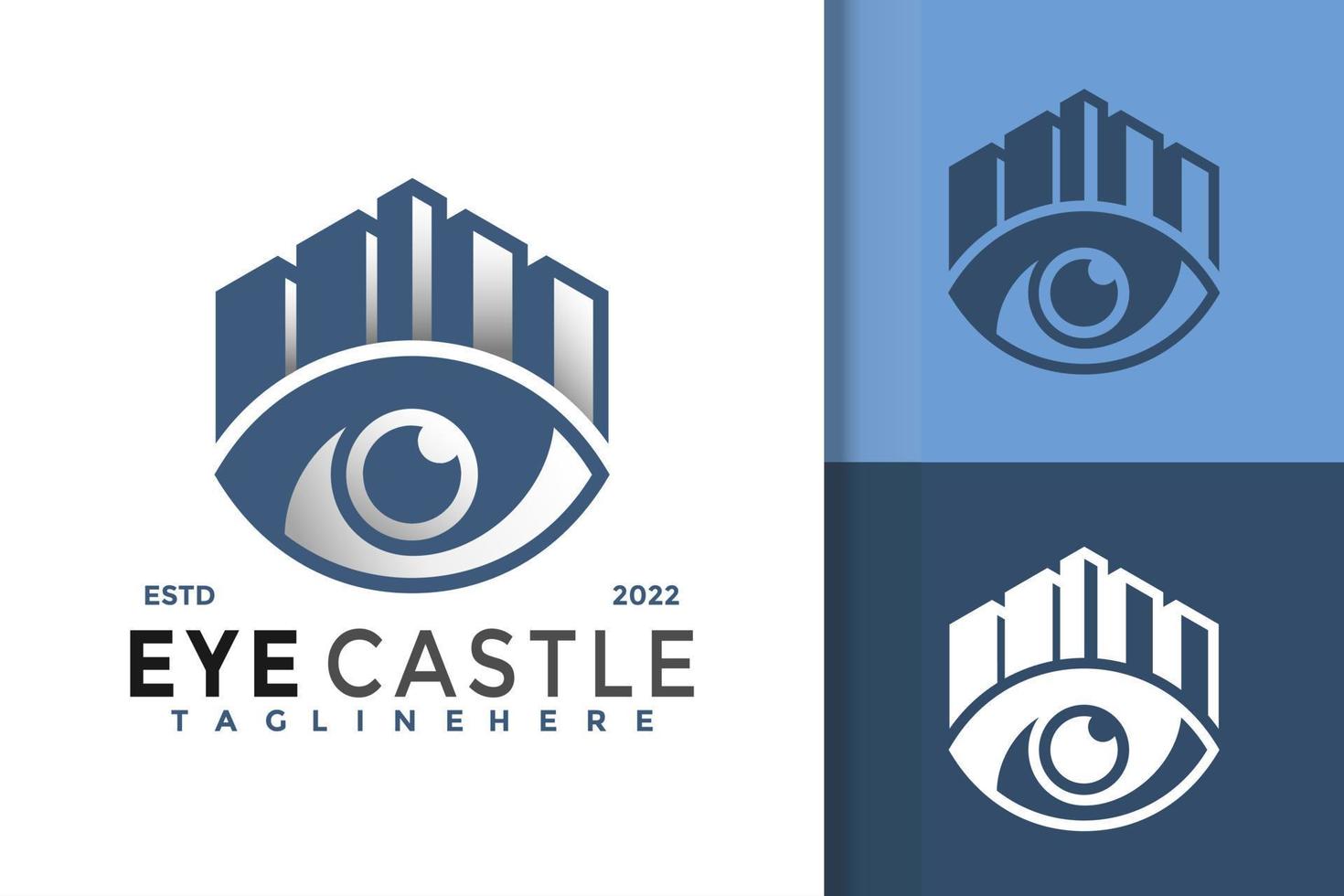 modello vettoriale di design del logo moderno di visione del castello degli occhi