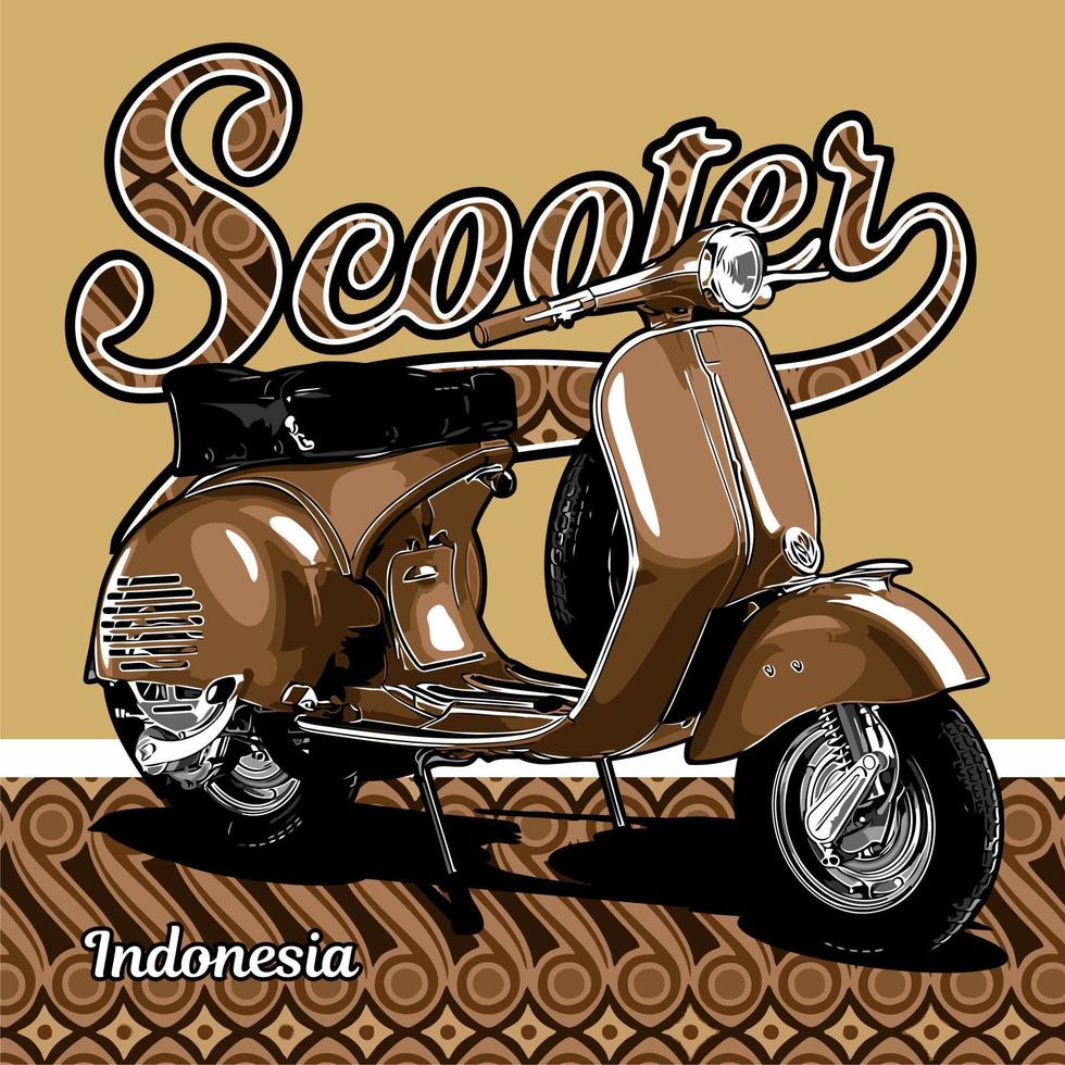 scooter con batik indonesiano... vettore