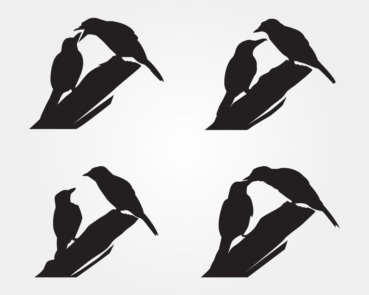 set di una silhouette di uccello nero vettore