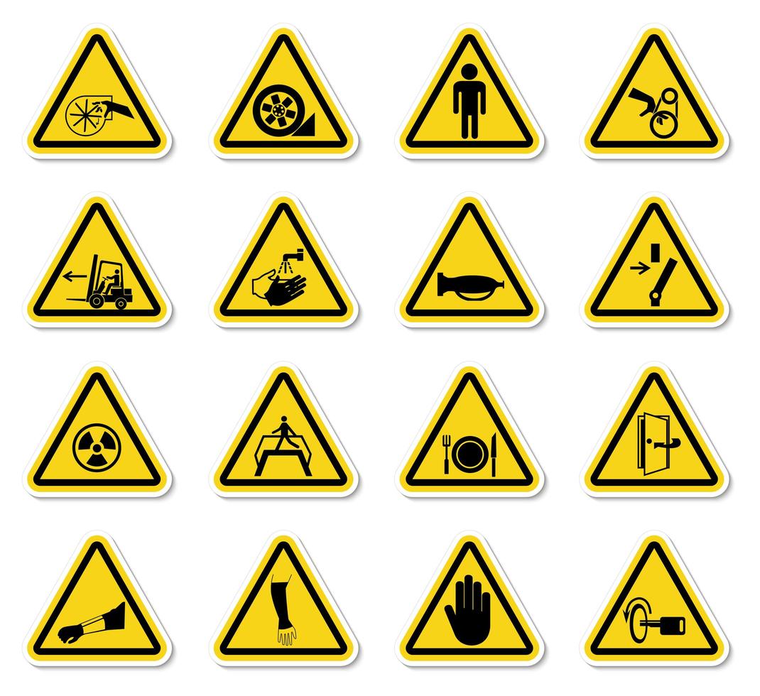 set di simboli di avvertenza pericolo vettore