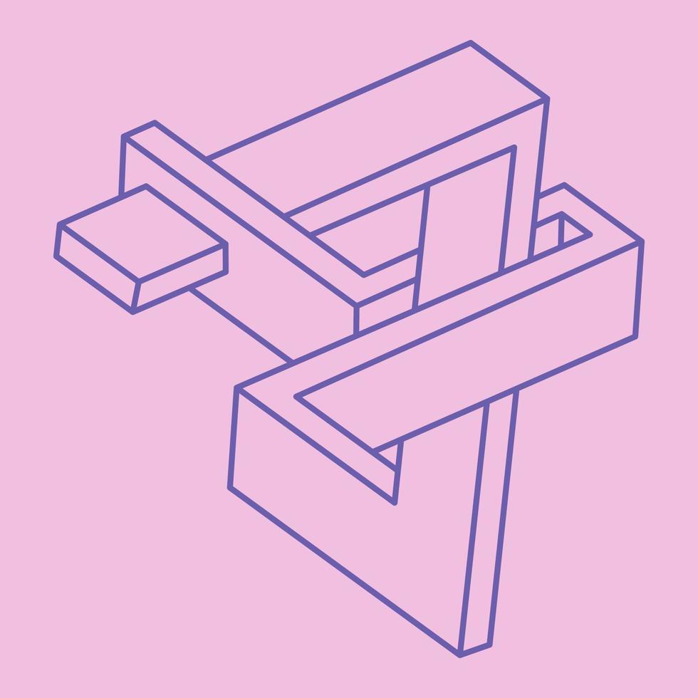 forme impossibili, figure di illusione ottica, vettore. paradosso. oggetti d'arte ottica. logo moderno della geometria. vettore