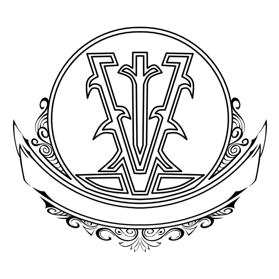 logo disegnato a mano del monogramma dell'iscrizione dell'annata vettore