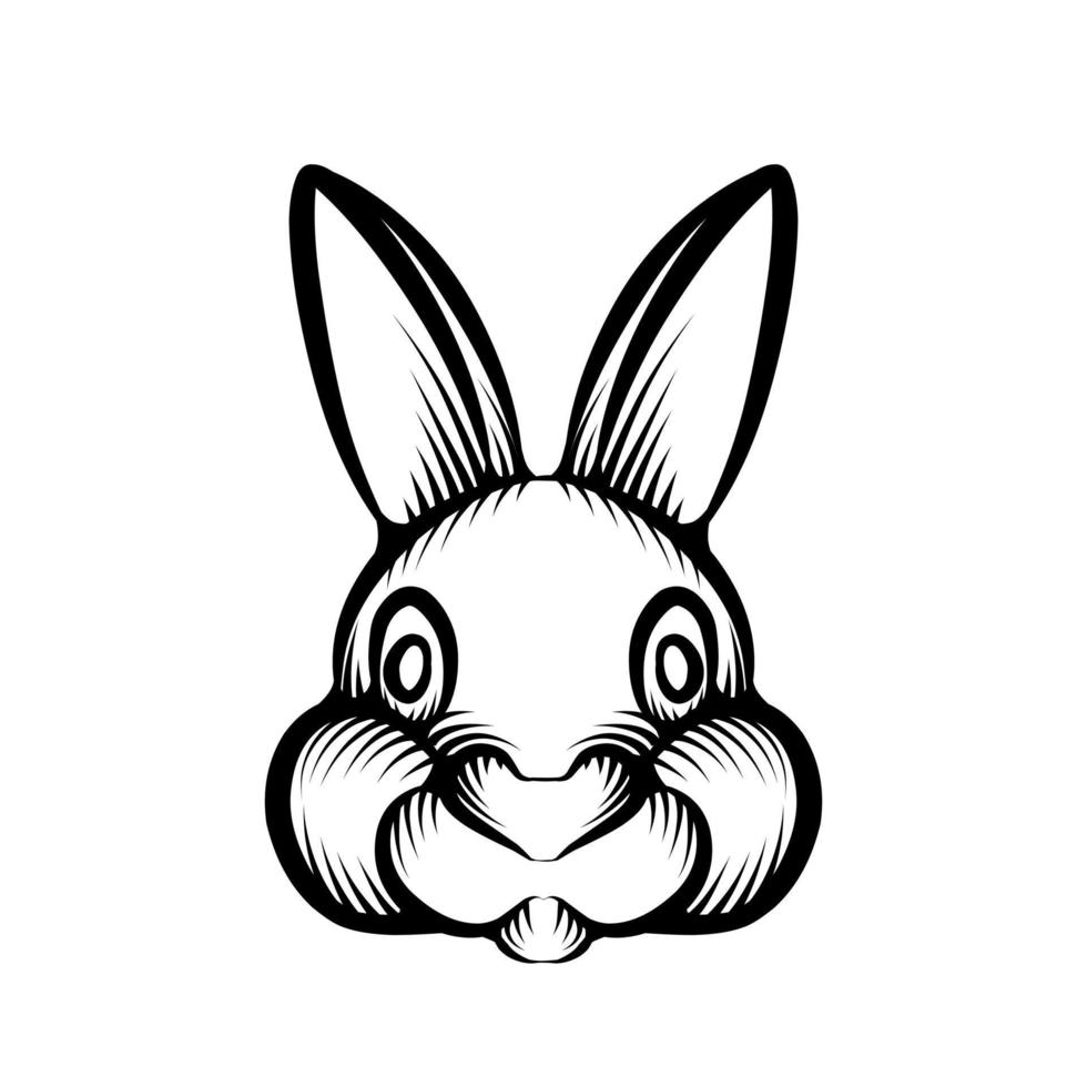 illustrazione vettoriale del tatuaggio dell'icona del coniglietto carino