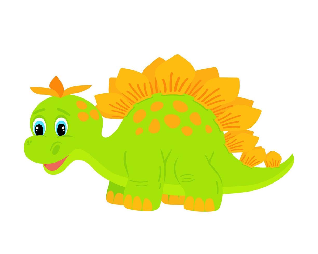 piccolo cucciolo di dinosauro verde con macchie arancioni. vettore