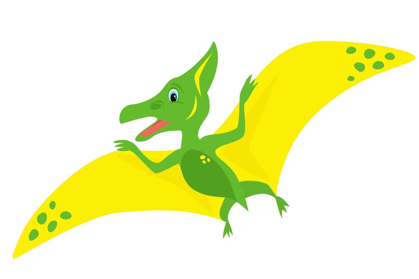 piccolo cucciolo di dinosauro giallo-verde con le ali. vettore