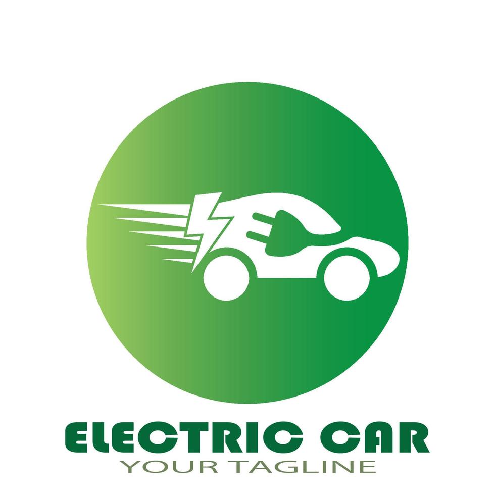 vettore del logo dell'icona della tecnologia dell'automobile ecologica e dell'automobile verde elettrica.