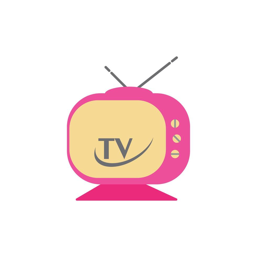 icona piatta del design del logo tv vettore