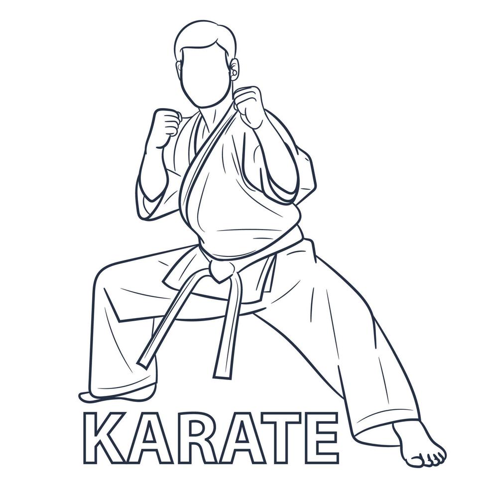 linea di schizzo di karate vettore