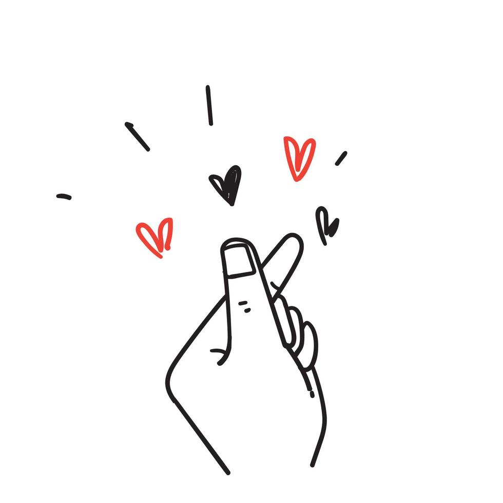 mano doodle disegnato a mano con vettore di illustrazione del gesto d'amore