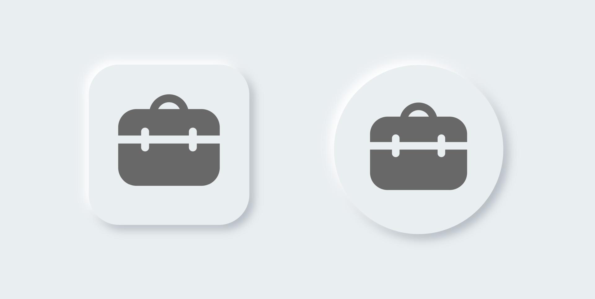 icona solida della valigetta in stile neomorfo. icona aziendale per app e siti Web. vettore