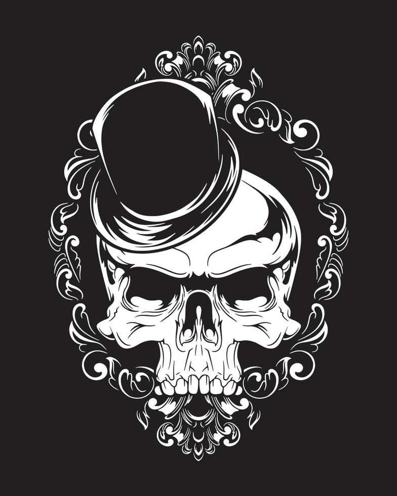 illustrazione dell'opera d'arte del cranio del mago e design della maglietta vettore