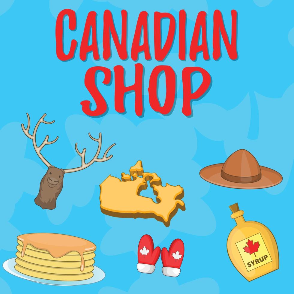 banner di concetto di negozio canadese, stile cartone animato vettore