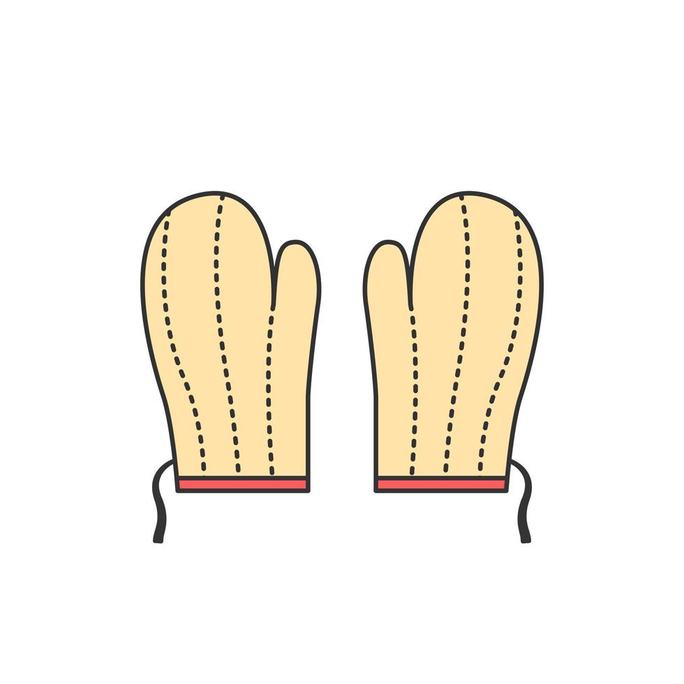 icona di guanti da cucina con stile cartone animato vettore