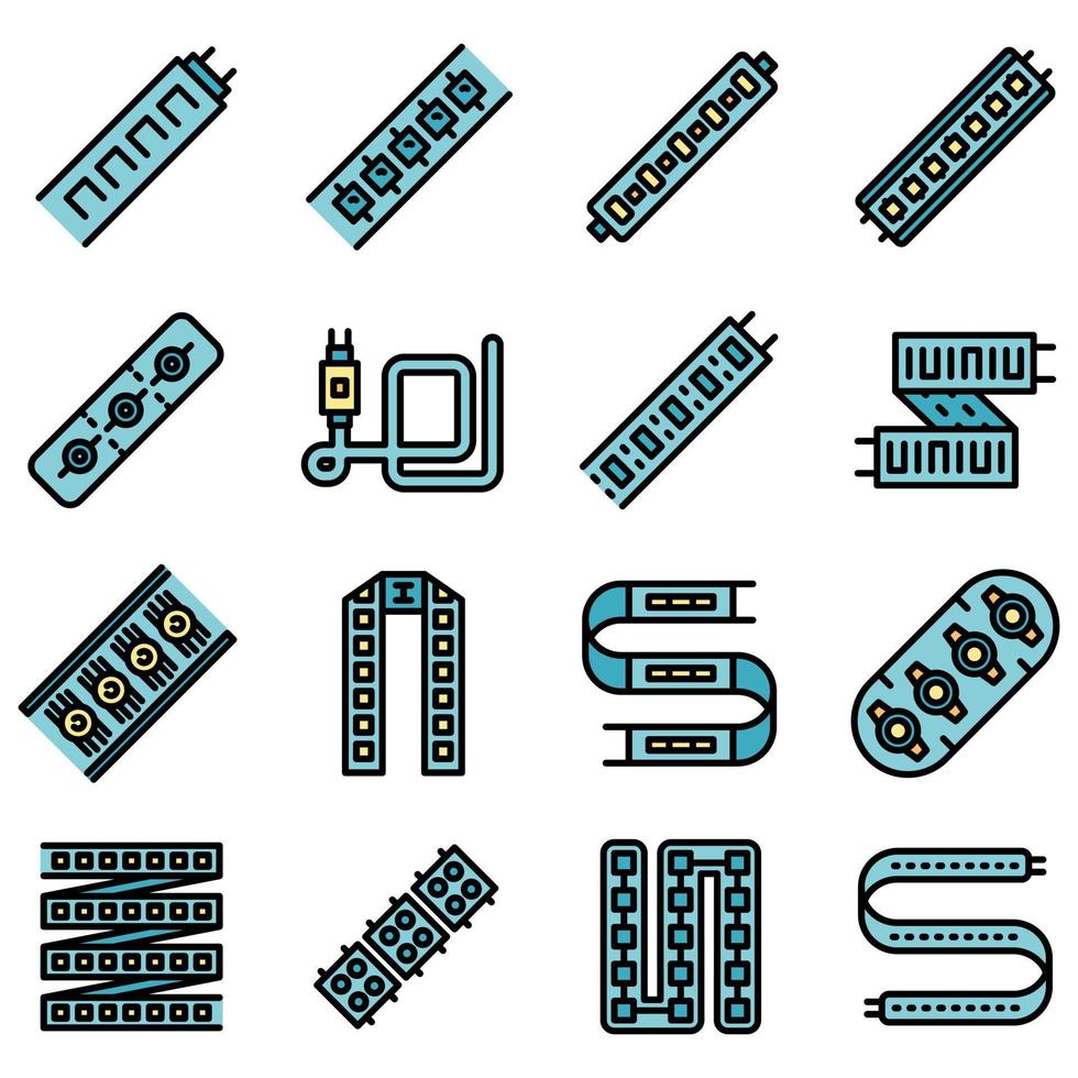 le icone delle luci di striscia led impostano il vettore piatto