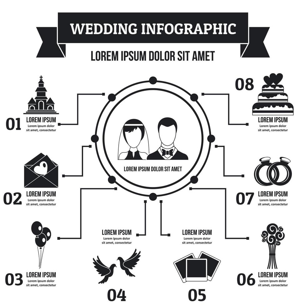 concetto di infografica matrimonio, stile semplice vettore