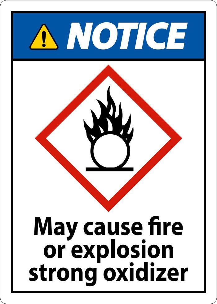 avviso può causare incendi o esplosioni segno su sfondo bianco vettore