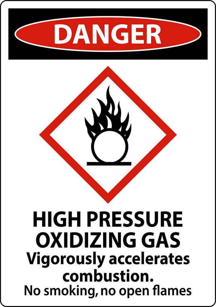 Pericolo gas ossidante ad alta pressione ghs segno su sfondo bianco vettore