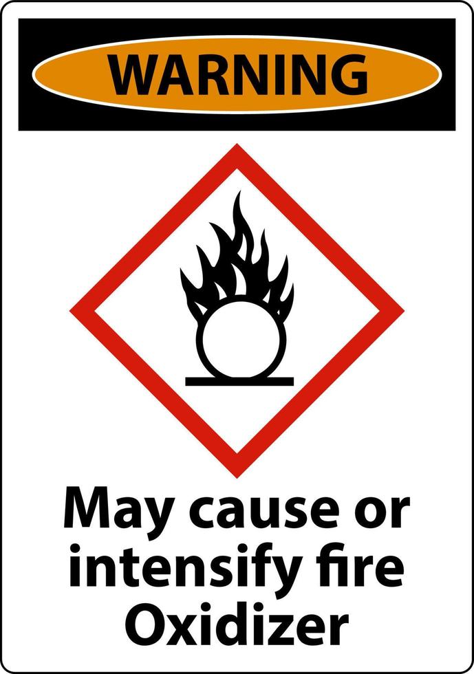 l'avvertimento può causare o intensificare il segno ghs di incendio su sfondo bianco vettore