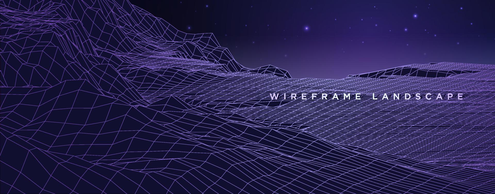 vettore orizzontale wireframe. illustrazione futuristica del fondo della montagna del terreno della griglia di poli basso digitale 3d