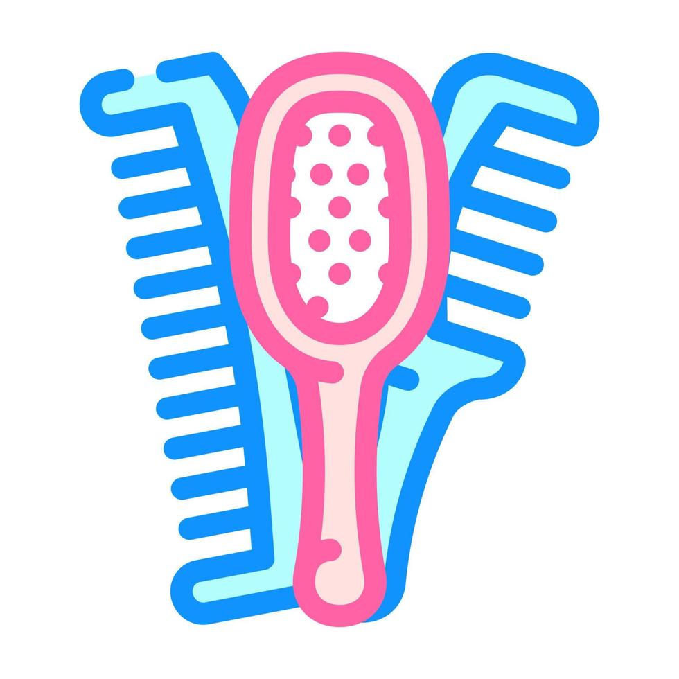 strumento spazzole per capelli per l'illustrazione vettoriale dell'icona del colore dei capelli