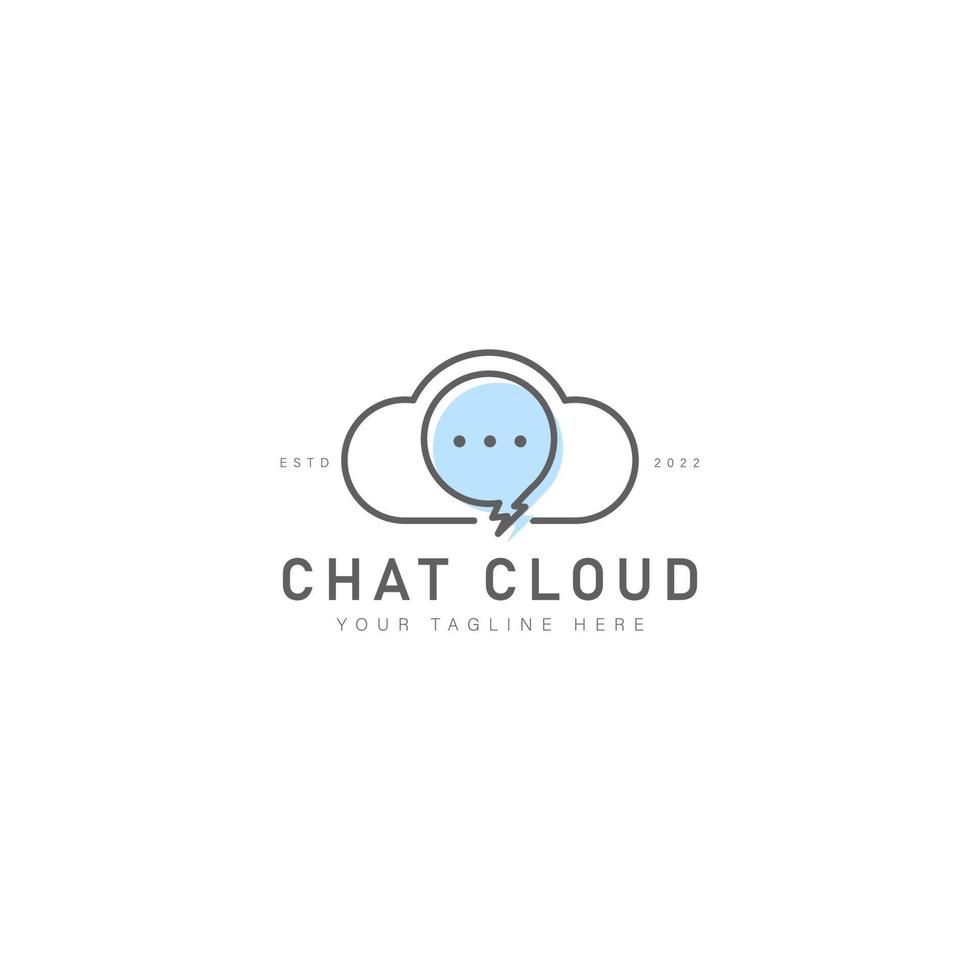 chattare con l'illustrazione dell'icona del design del logo della linea nuvola vettore