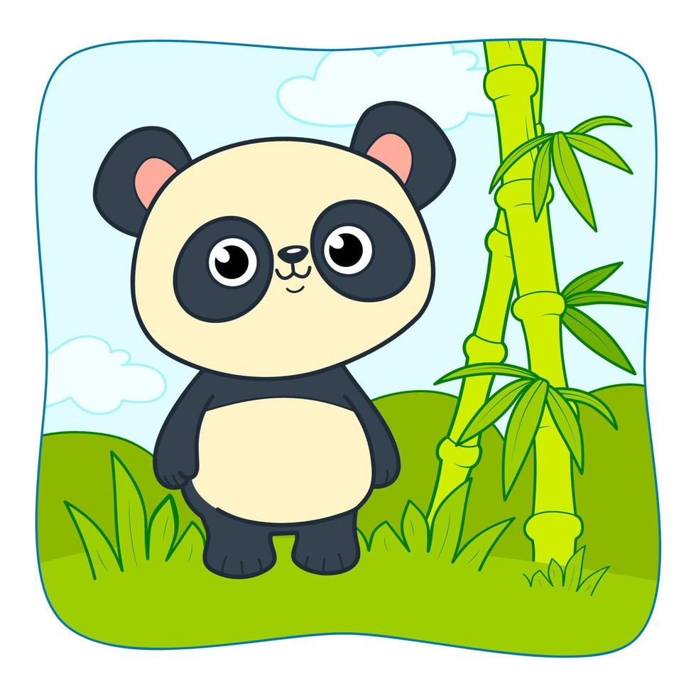 simpatico cartone animato panda. vettore di clipart panda. sfondo della natura