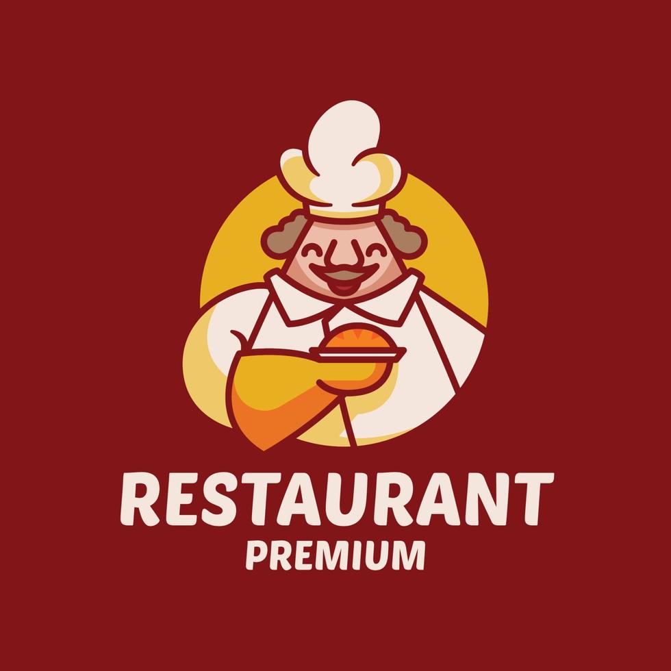 design semplice del logo della mascotte del ristorante dello chef vettore