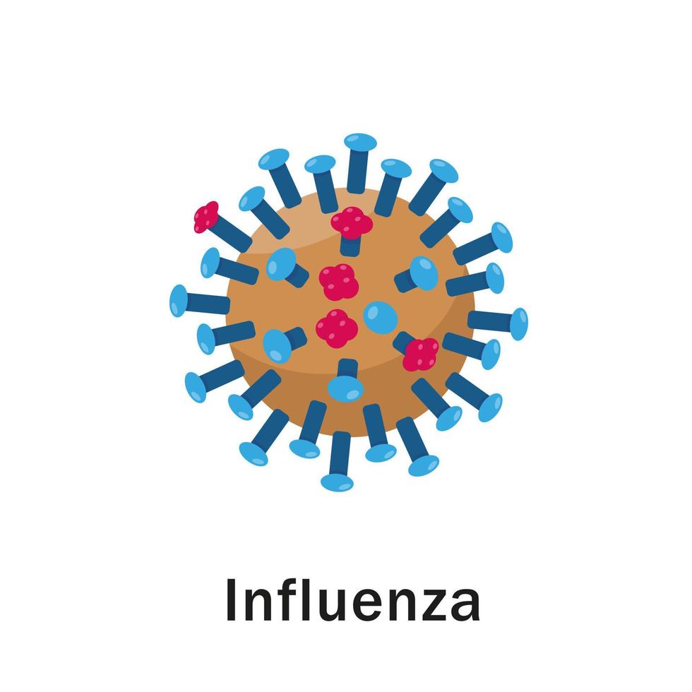 cellula del virus dell'influenza isolata su sfondo bianco. illustrazione dell'icona di vettore. vettore