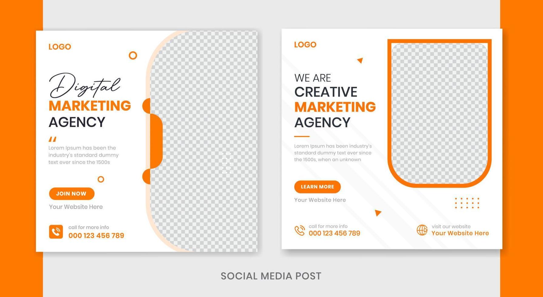 modello di progettazione di post sui social media aziendali creativi, modello di post aziendale professionale, vettore di set di banner di marketing digitale