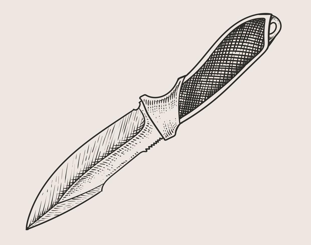 illustrazione coltello da combattimento in stile antico vettore