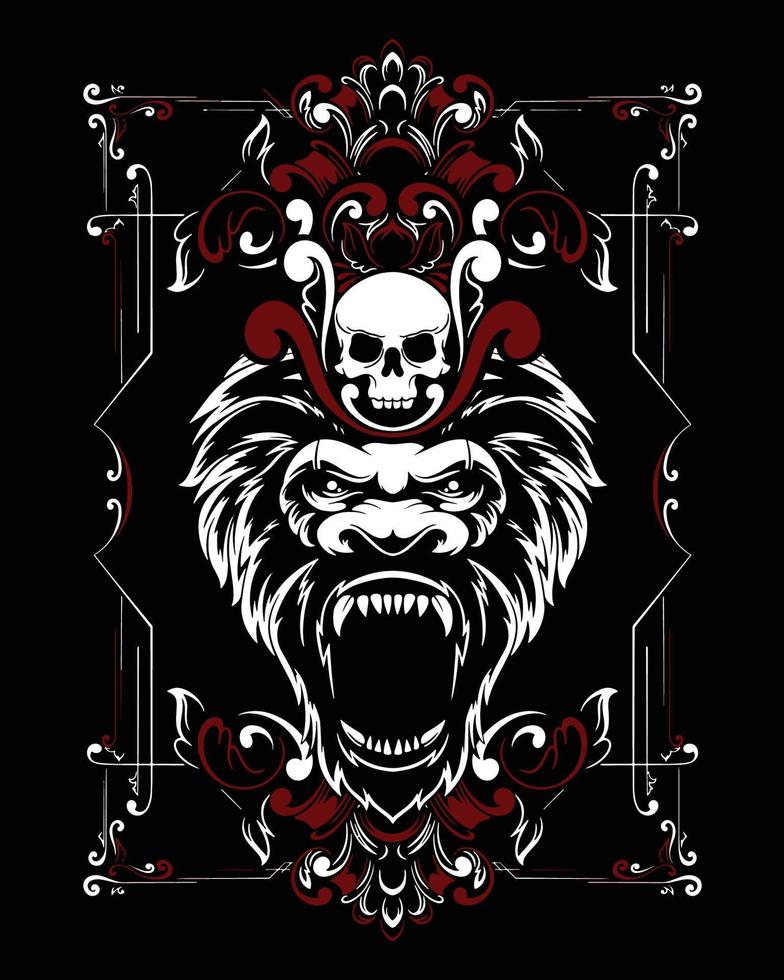 kong illustrazione grafica e t-shirt design vettore premium