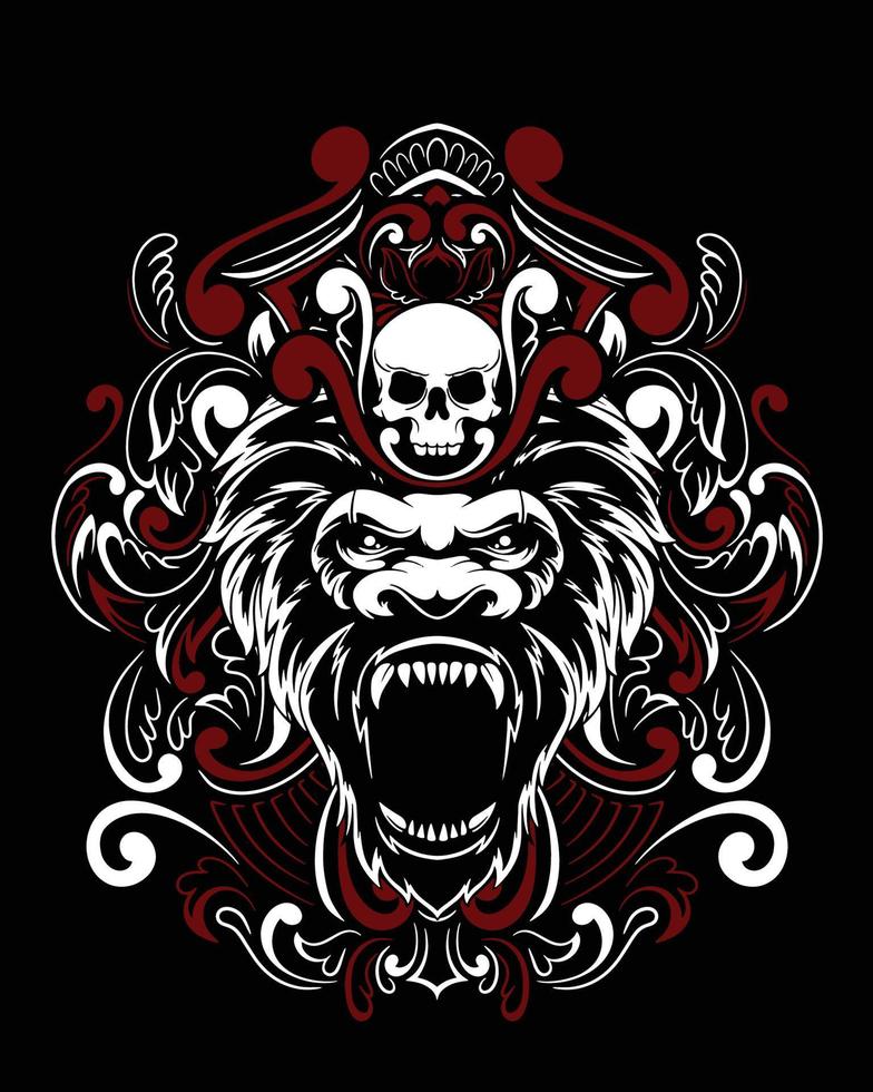 kong illustrazione grafica e t-shirt design vettore premium