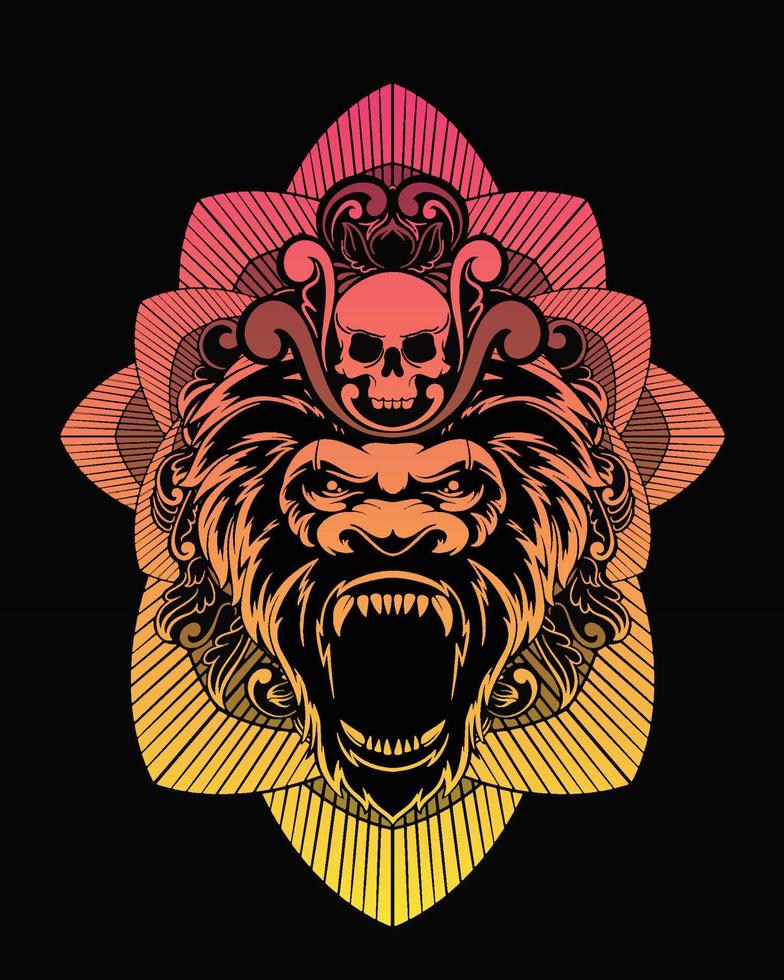 kong illustrazione grafica e t-shirt design vettore premium