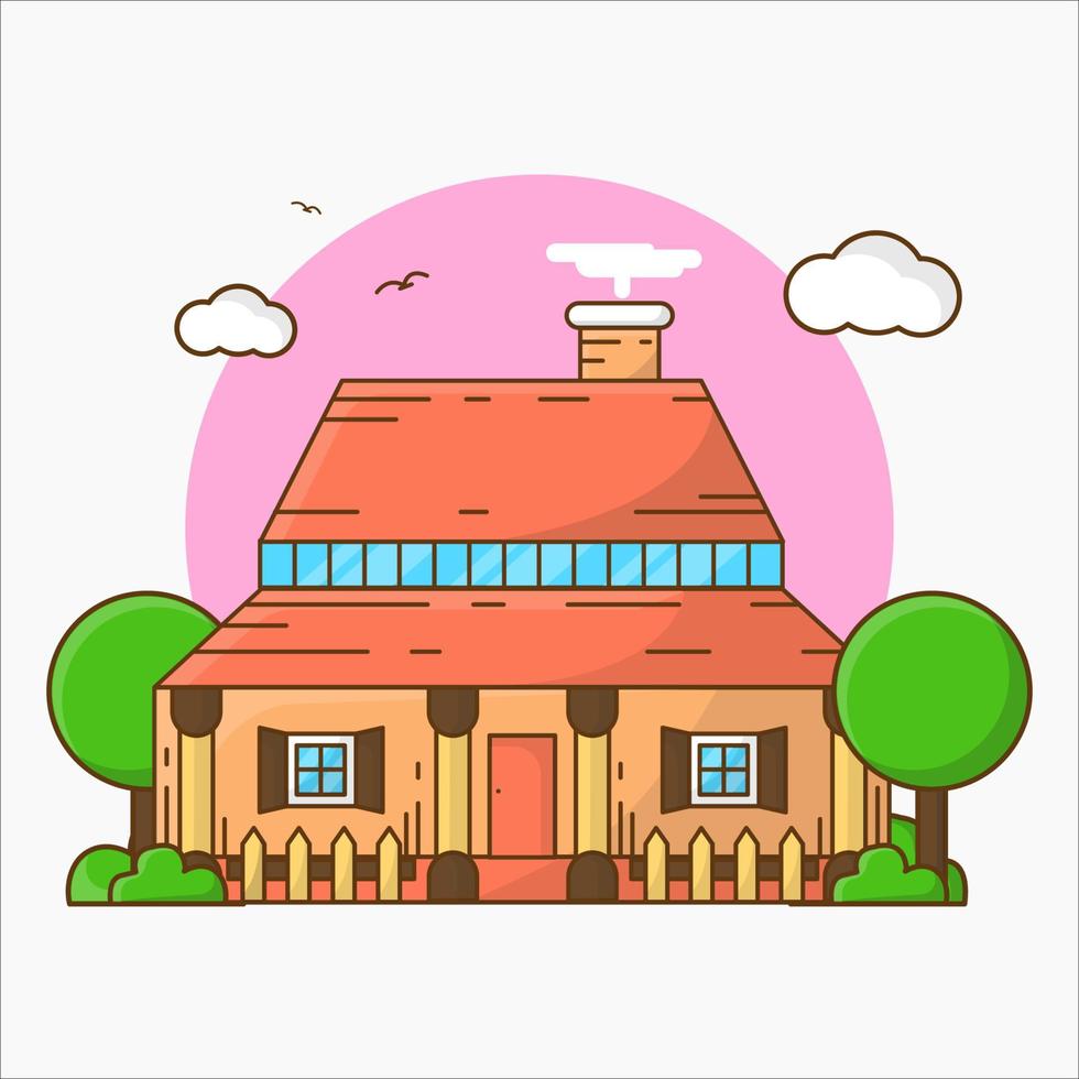 illustrazione dell'icona di vettore di costruzione di una casa tradizionale.