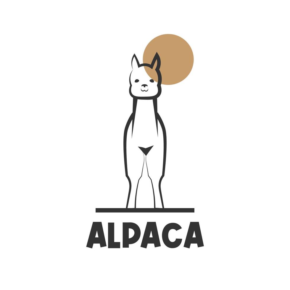 semplice illustrazione logo grassetto linea alpaca animale vettore