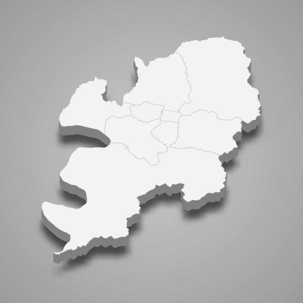 Mappa 3D della regione della Corea del Sud vettore