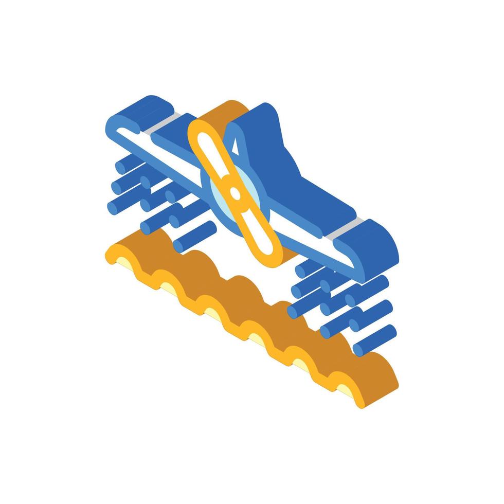 illustrazione vettoriale dell'icona isometrica del campo di irrigazione dell'aeroplano