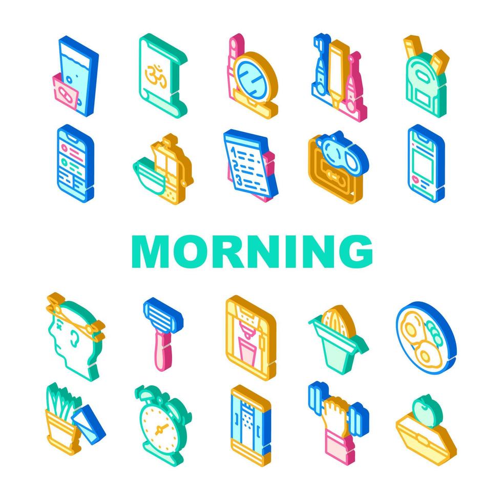 icone di raccolta quotidiana di routine mattutina impostano il vettore