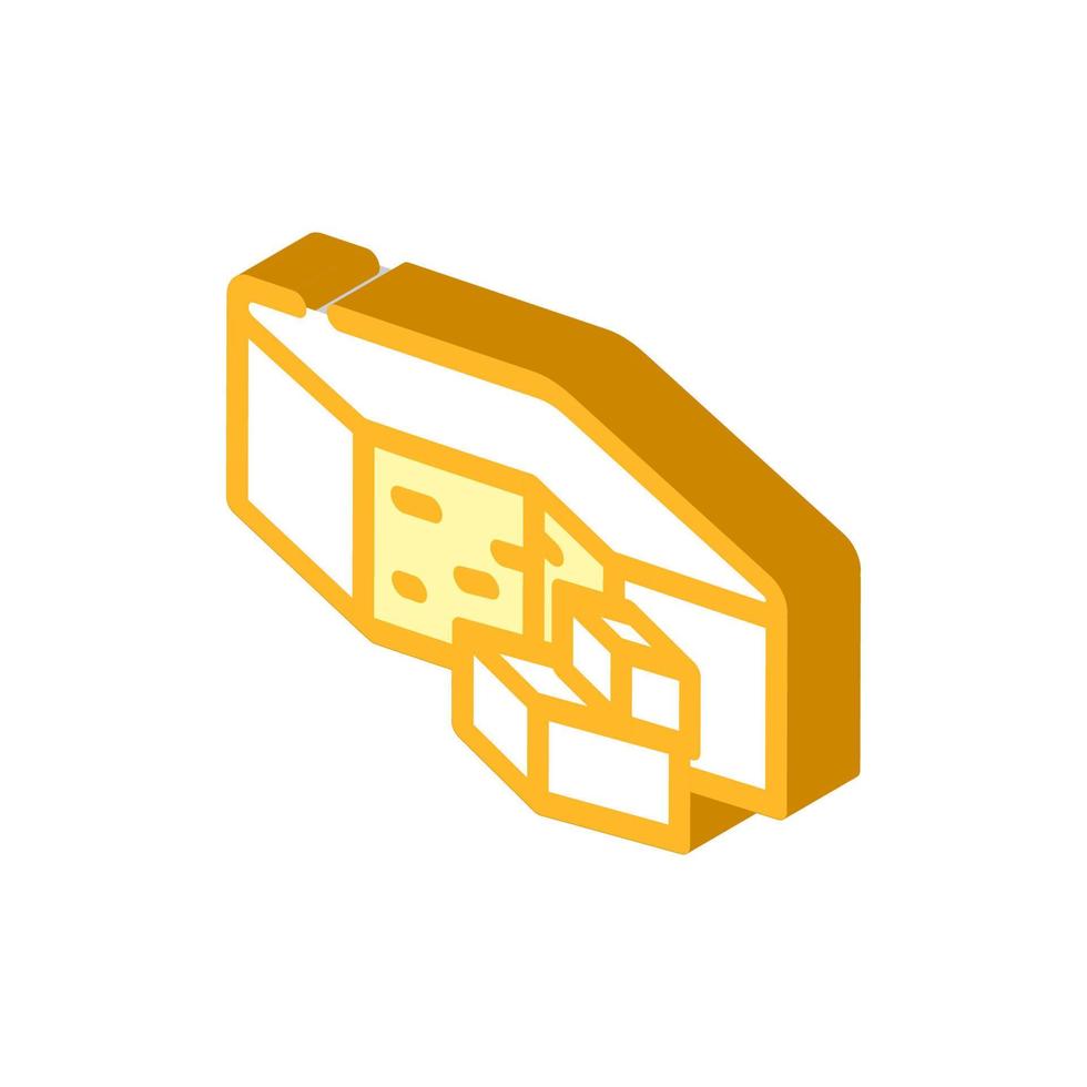 illustrazione vettoriale dell'icona isometrica del formaggio cheddar