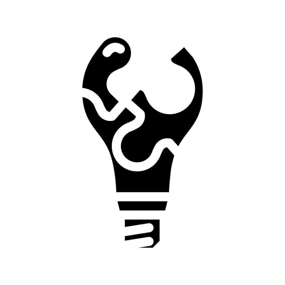 illustrazione vettoriale dell'icona del glifo della lampadina della soluzione