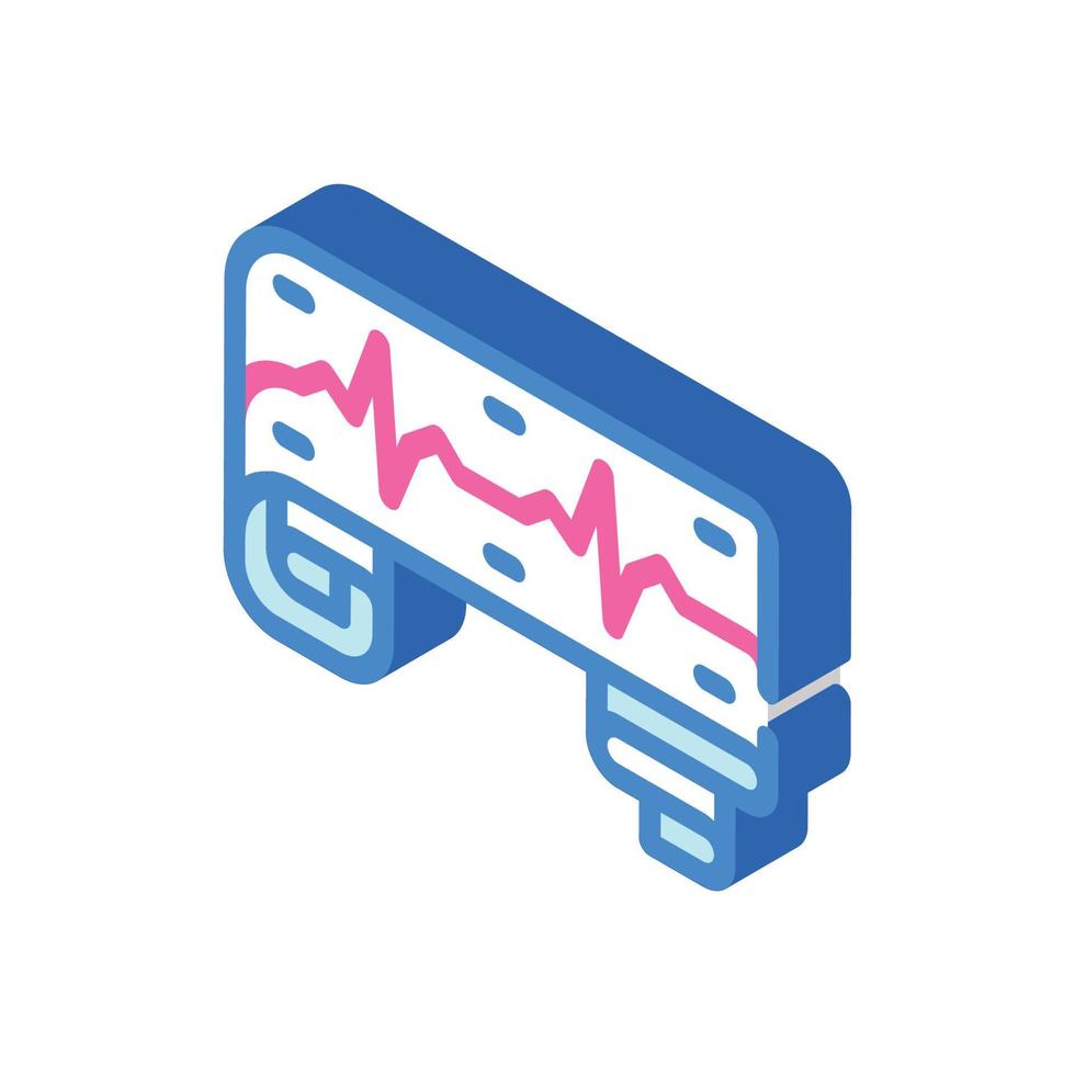 segno di illustrazione vettoriale dell'icona isometrica del cardiogramma cardiaco