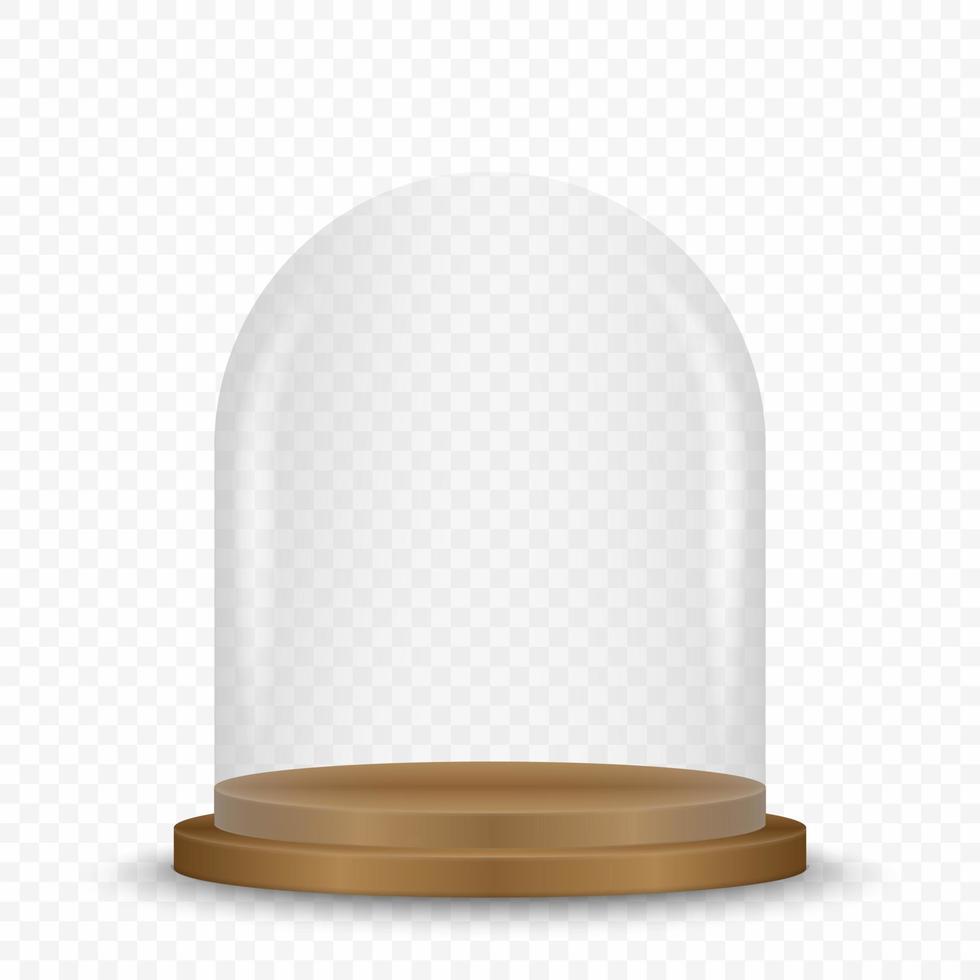 cupola in vetro trasparente sul podio. vettore