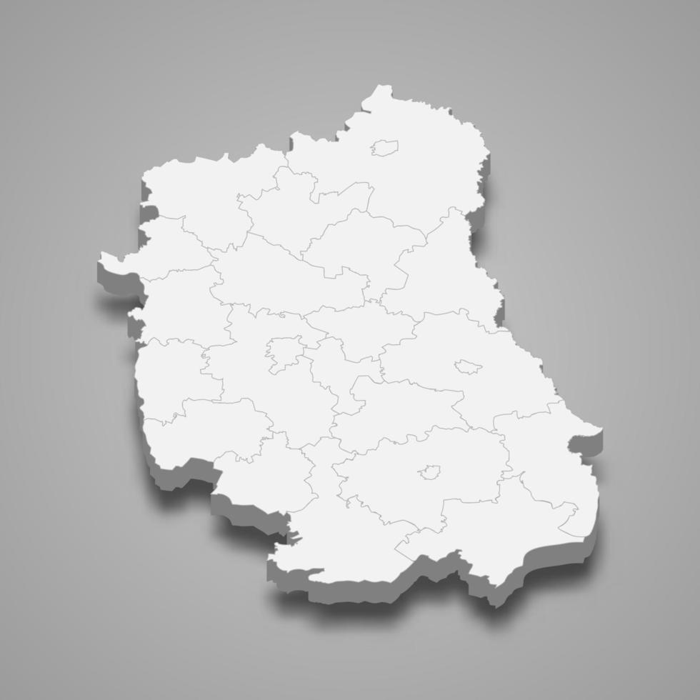 La mappa 3d del voivodato di Lublino è una provincia della polonia, vettore