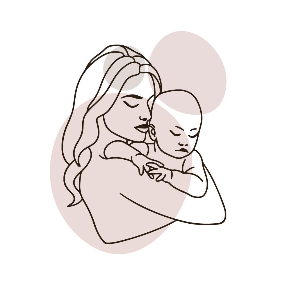 giovane madre con un bambino in braccio, colori nudi vettore